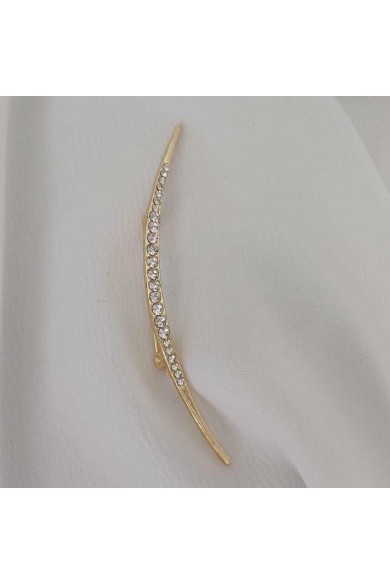 Ay Temalı Zirkon Taşlı Gold Kadın Broş