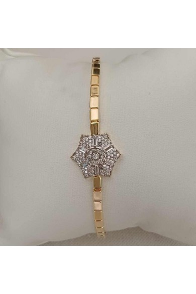 Zirkon Taşlı Çiçek Temalı Kadın Bileklik