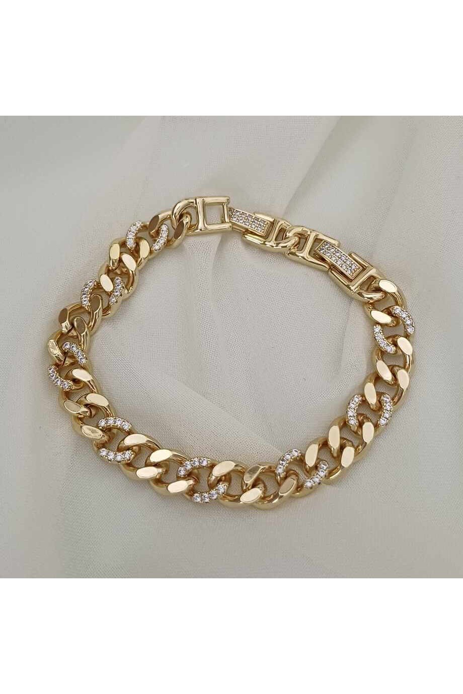 Gurmet Kadın Bileklik Zirkon Taşlı Gold