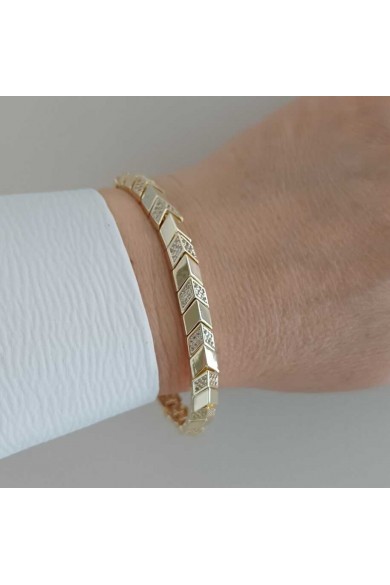 Zirkon Taşlı Gold Kadın Bileklik