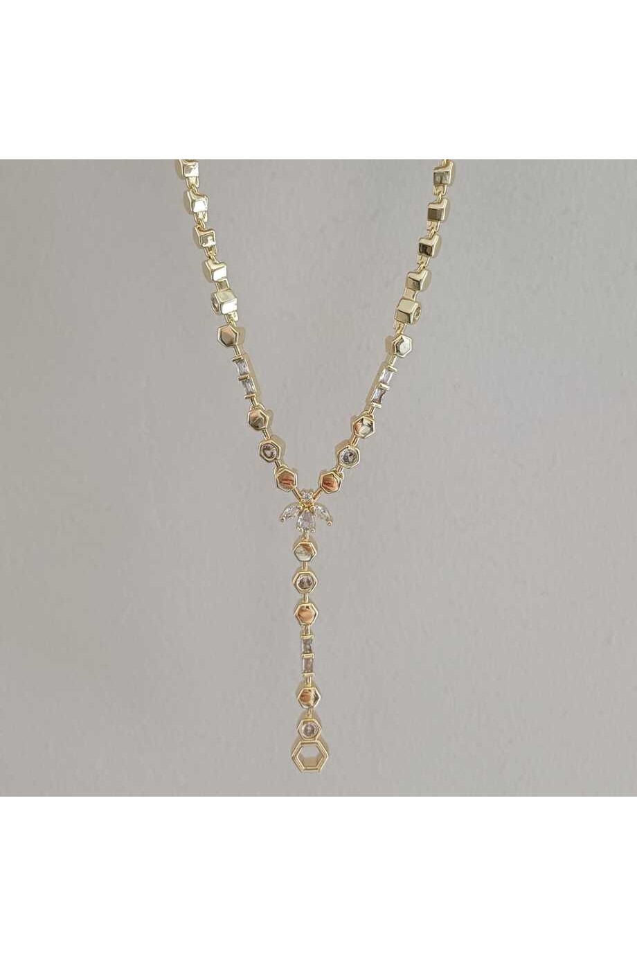 Kadın Y Kolye Zirkon Taşlı Gold