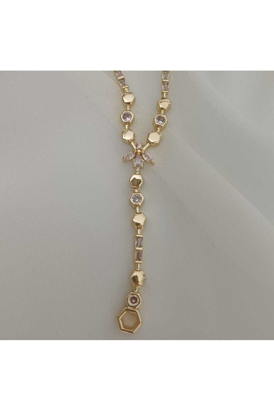 Kadın Y Kolye Zirkon Taşlı Gold