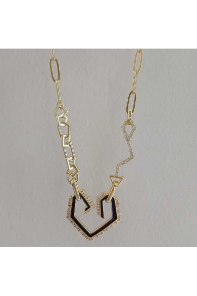 Kadın Kolye Tasarım Mineli Zirkon Taşlı Gold