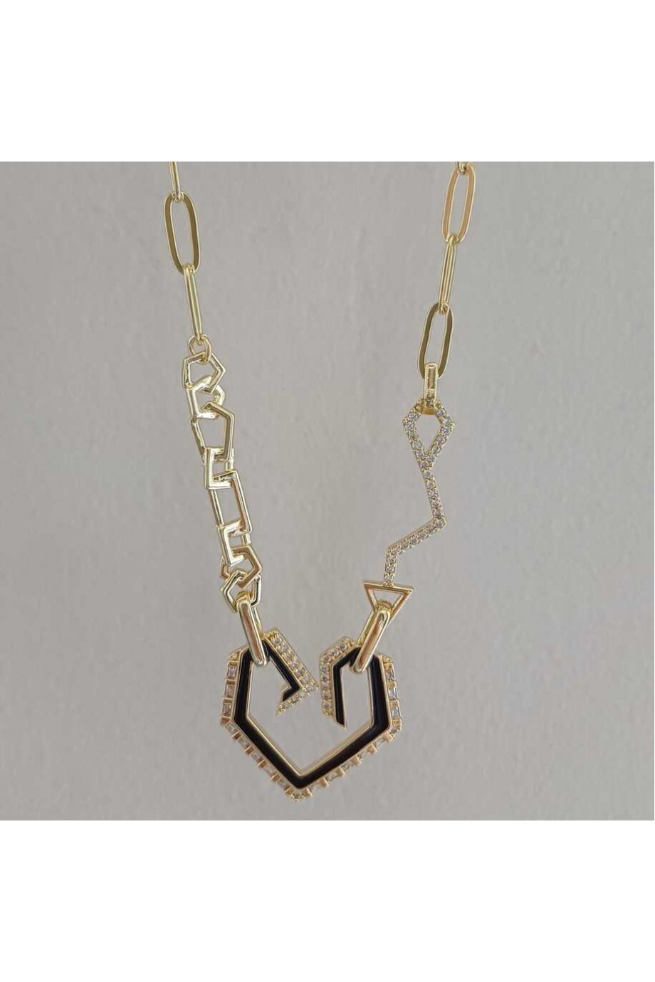 Kadın Kolye Tasarım Mineli Zirkon Taşlı Gold