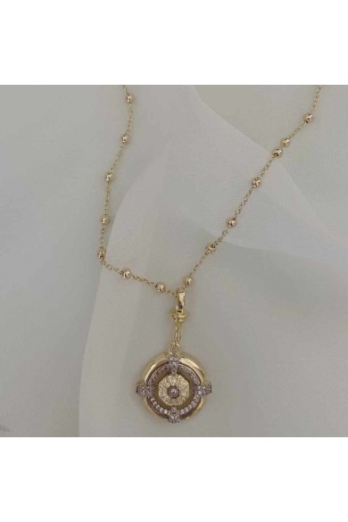 Kadın Kolye Gold Zirkon Taşlı