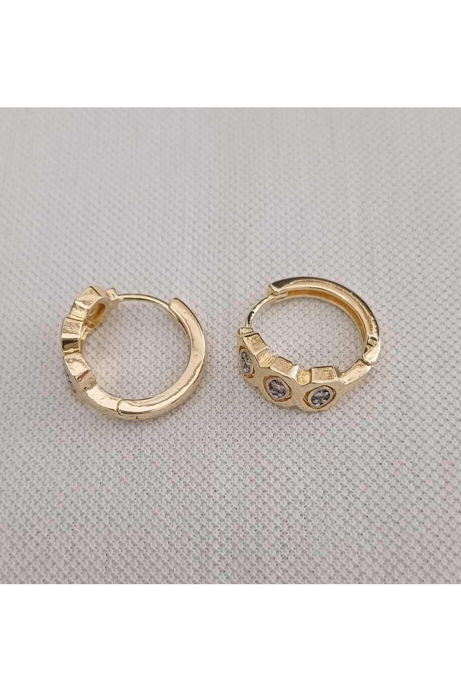 Zirkon Taşlı Gold Kadın Küpe