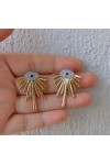 Zirkon Taşlı Göz Temalı Gold Kadın Küpe