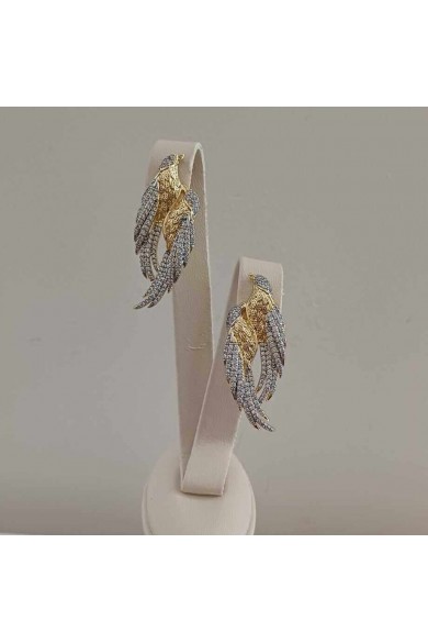 Gold Kuş Figürlü Zirkon Taşlı Kadın Küpe
