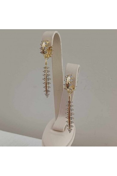 Zirkon  Baget Taşlı Gold Kadın Küpe