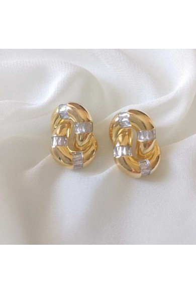 Tasarım Zirkon Baget Taşlı Gold Kadın Küpe