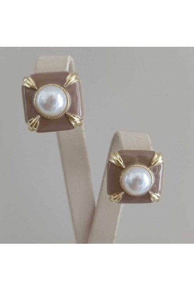 İnci Taşlı Gold Detaylı Kadın Küpe