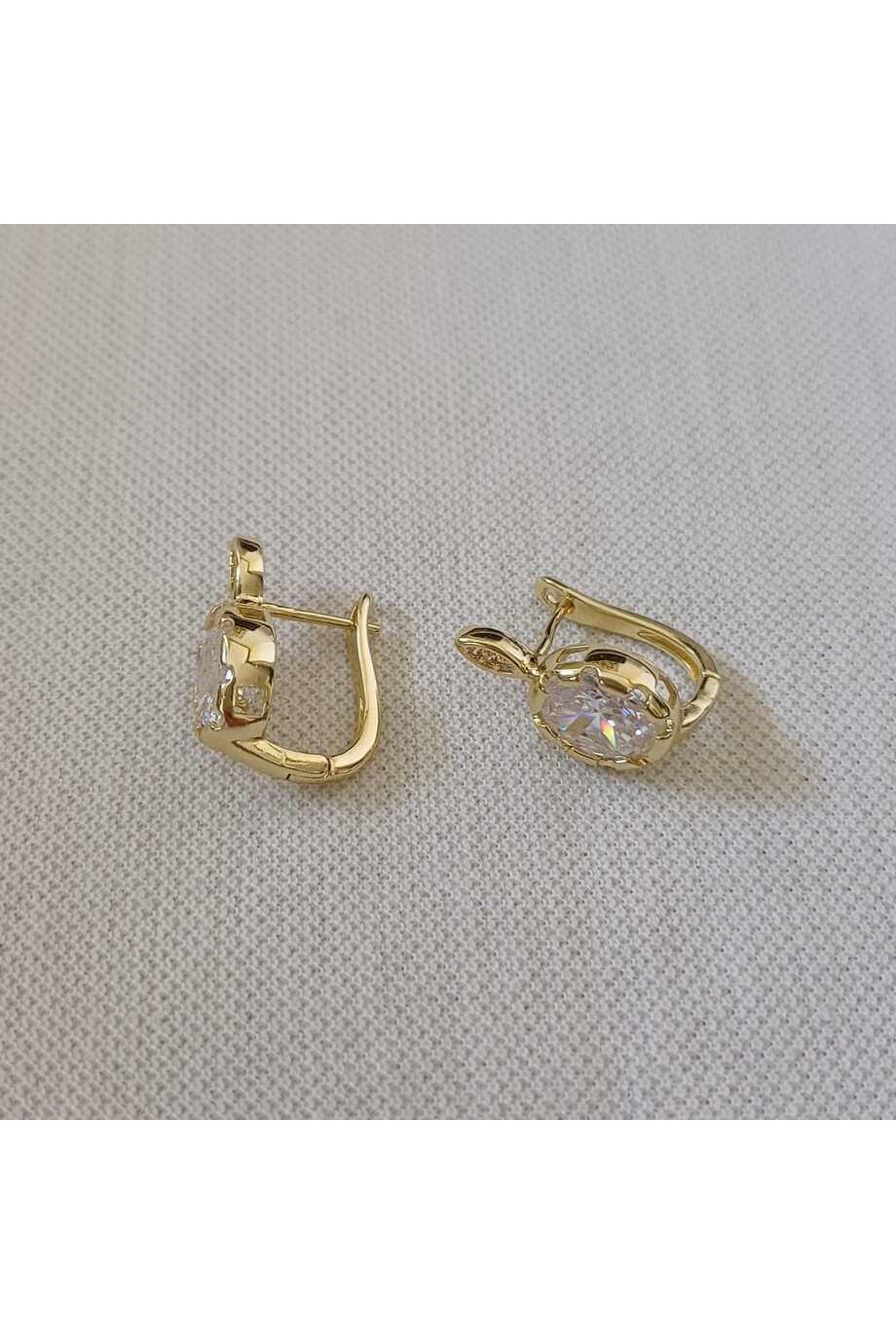 Zirkon Taşlı Gold Kaplama Kadın Küpe