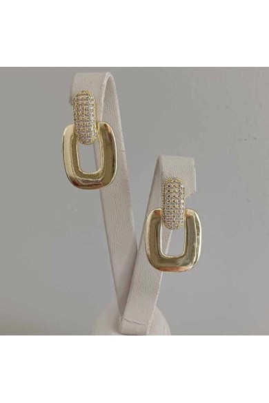 Kadın Küpe Gold Zirkon Taşlı