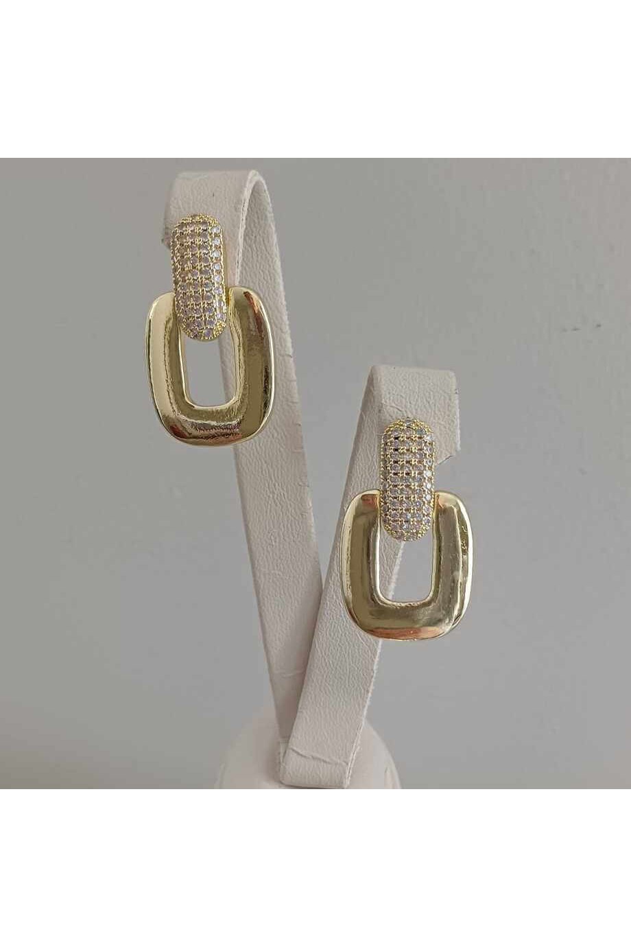 Kadın Küpe Gold Zirkon Taşlı