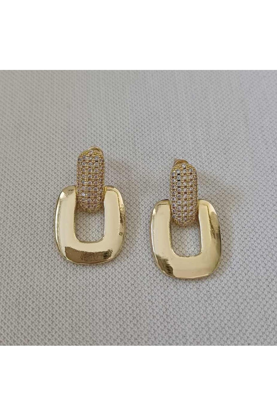 Kadın Küpe Gold Zirkon Taşlı