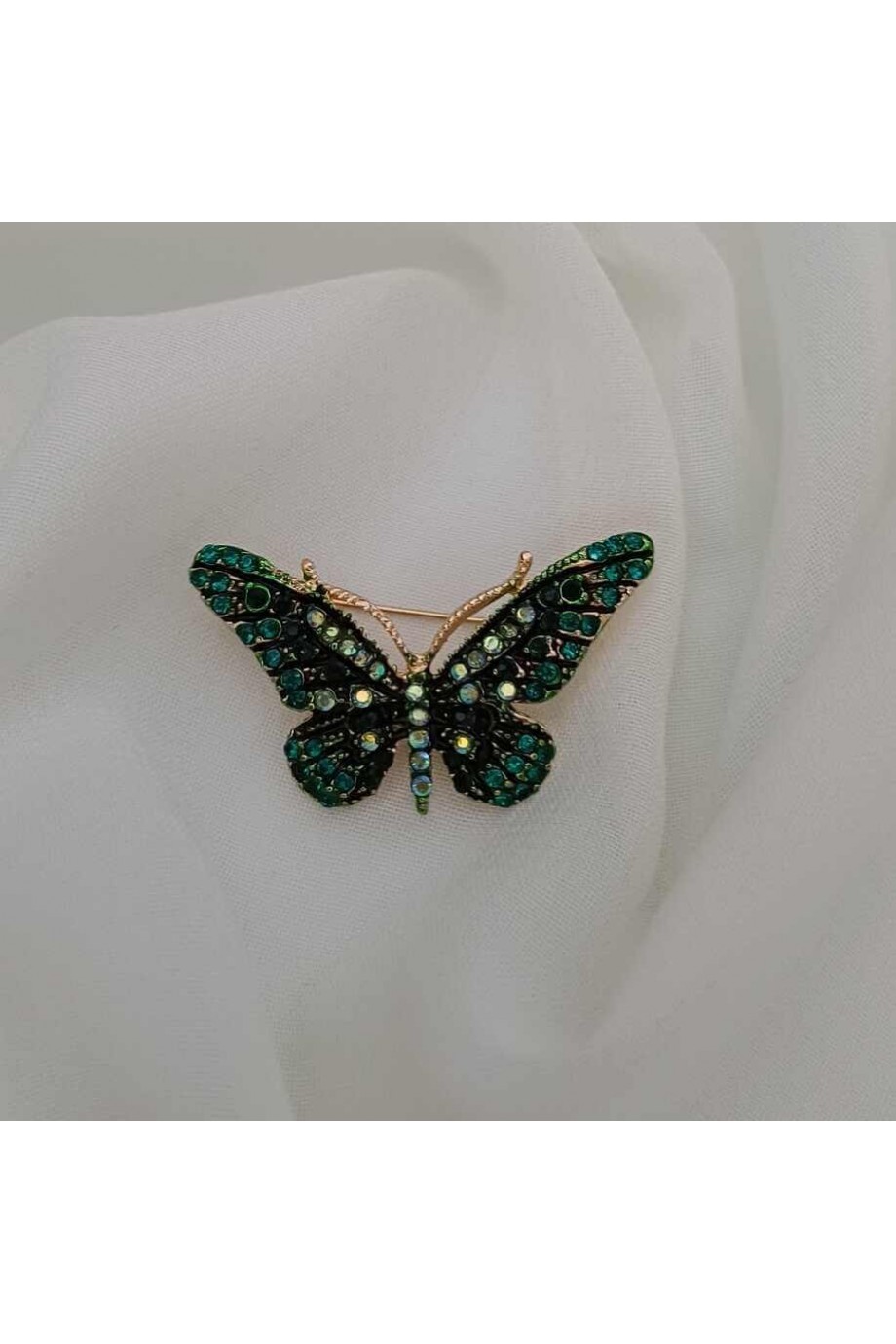 Yeşim Taşlı Kelebek Broş