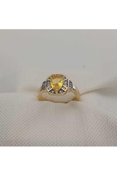 Sitrin ve Zirkon Taşlı Gold Kadın Yüzük