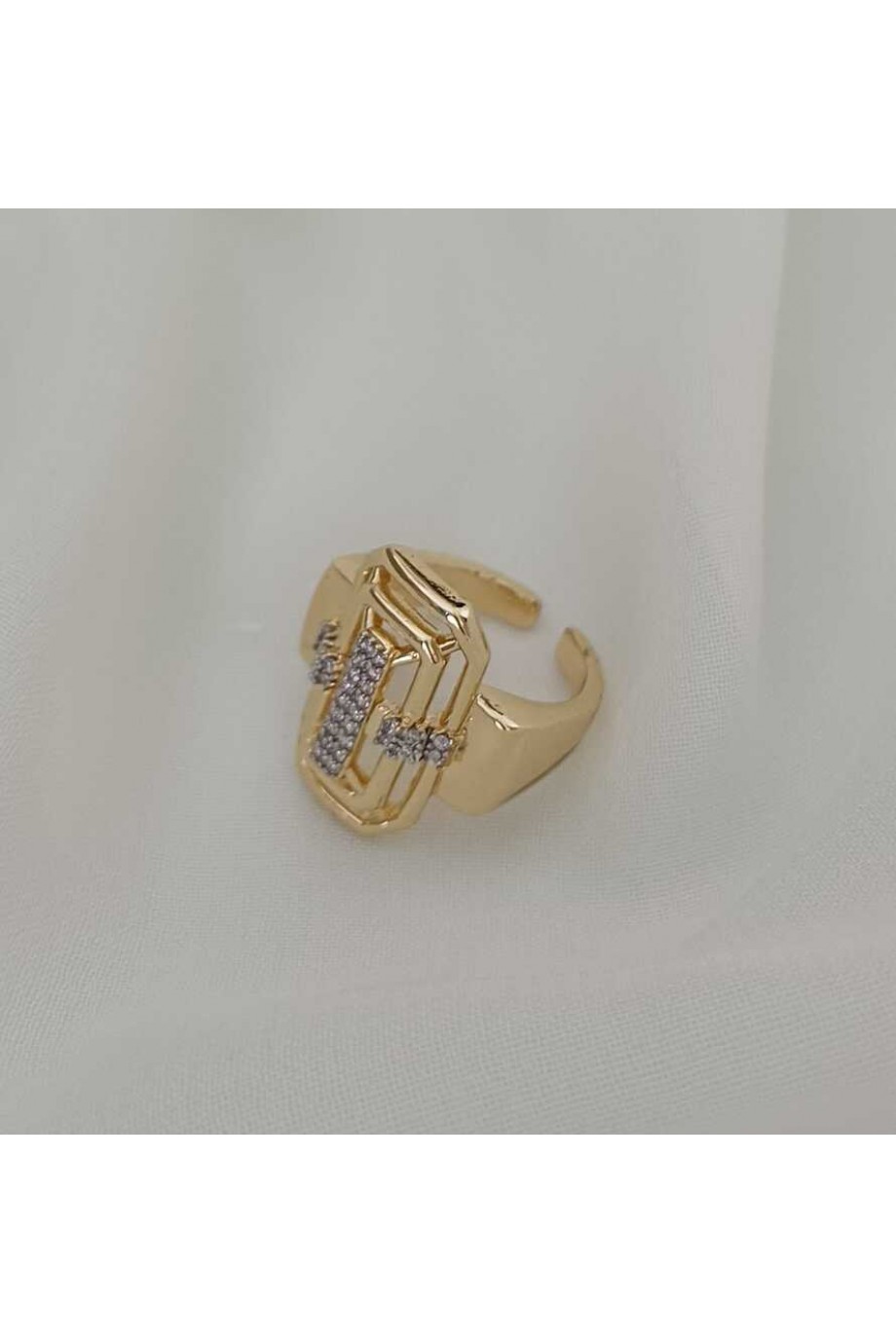 Kadın Zirkon Taşlı Gold Yüzük